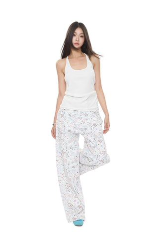 floral wide-leg pants