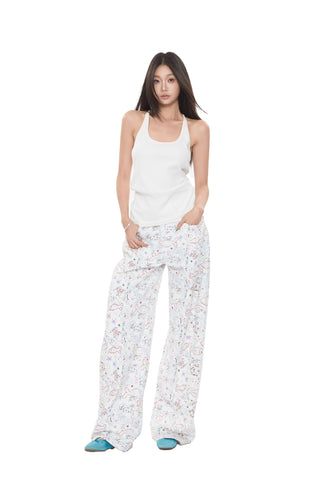 floral wide-leg pants