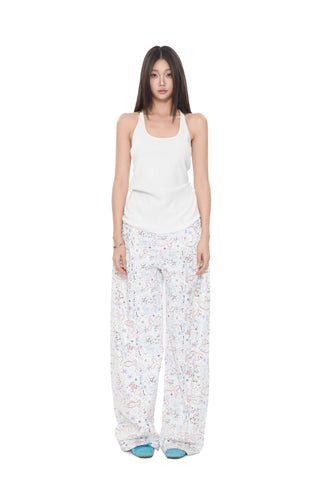 floral wide-leg pants