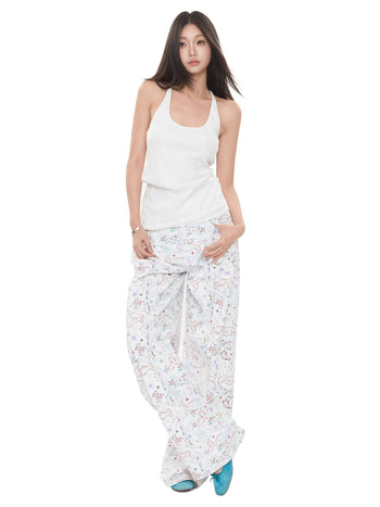 floral wide-leg pants