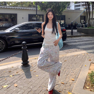 floral wide-leg pants