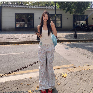 floral wide-leg pants