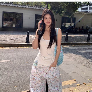 floral wide-leg pants