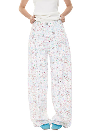 floral wide-leg pants