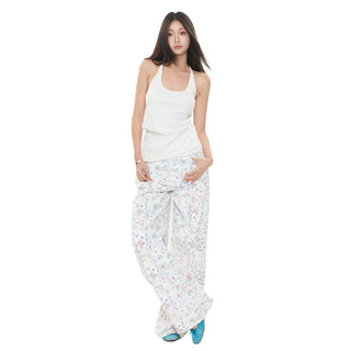 floral wide-leg pants