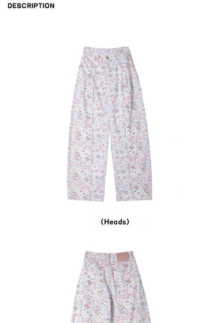 floral wide-leg pants
