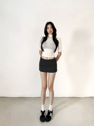gray A-line skirt