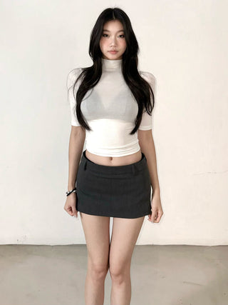 gray A-line skirt