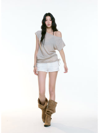 white denim shorts