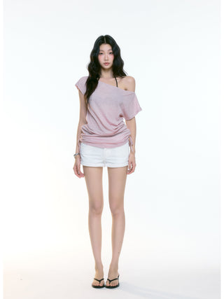 white denim shorts