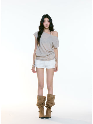 white denim shorts