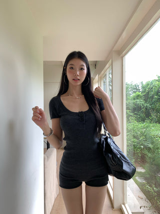 knit shorts set