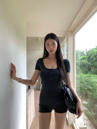 knit shorts set