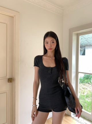 knit shorts set