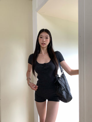 knit shorts set