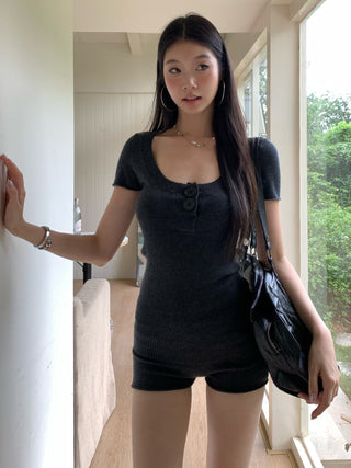 knit shorts set