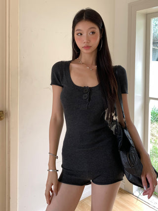 knit shorts set