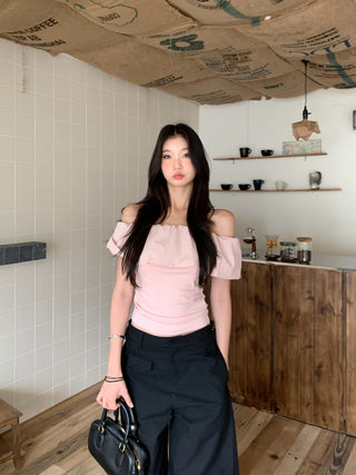 pink off-shoulder Top 01