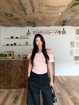 pink off-shoulder Top 01