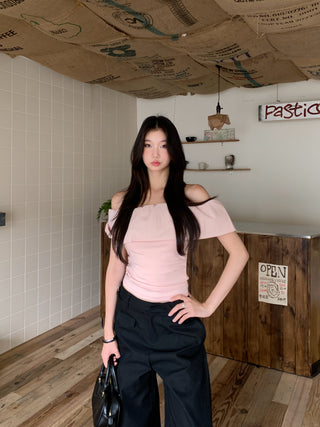 pink off-shoulder Top 01