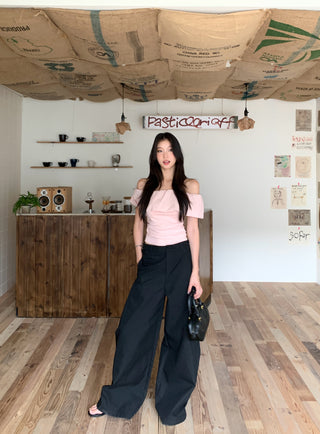 pink off-shoulder Top 01