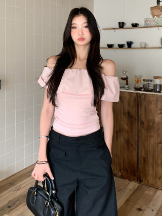 pink off-shoulder Top 01