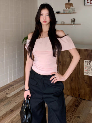 pink off-shoulder Top 01
