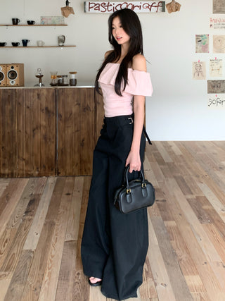 pink off-shoulder Top 01