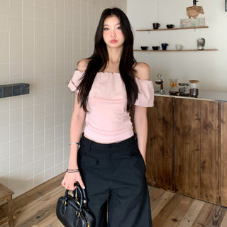 pink off-shoulder Top 01