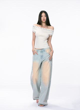 distressed wide jeans