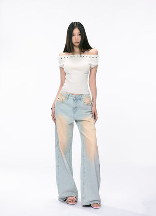 distressed wide jeans