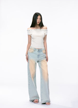 distressed wide jeans