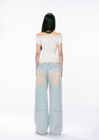 distressed wide jeans