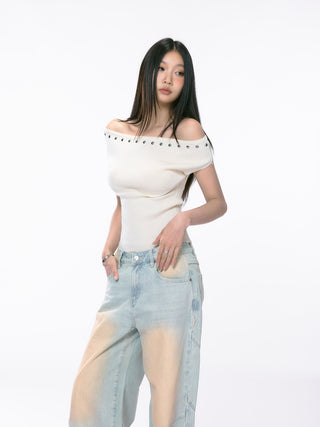 distressed wide jeans