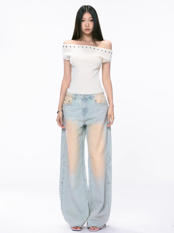 distressed wide jeans
