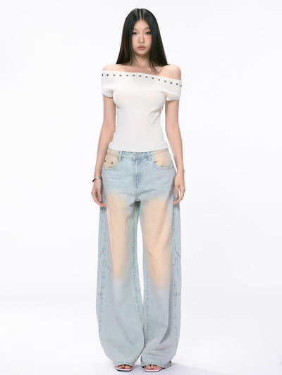 distressed wide jeans