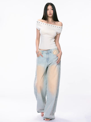 distressed wide jeans