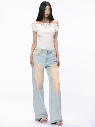 distressed wide jeans