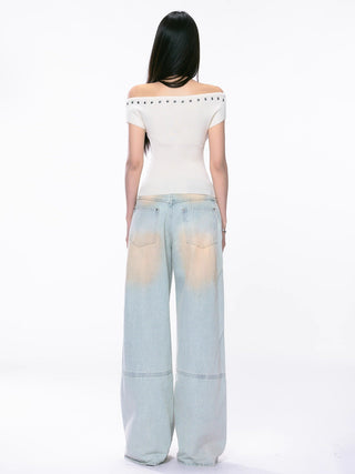 distressed wide jeans