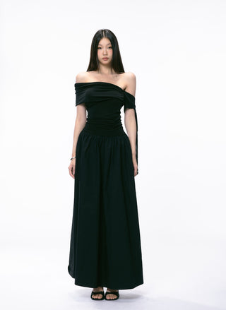 black off-shoulder dress
