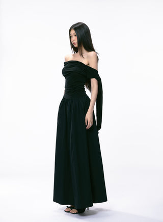 black off-shoulder dress