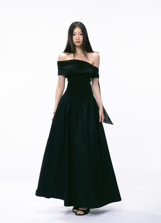 black off-shoulder dress