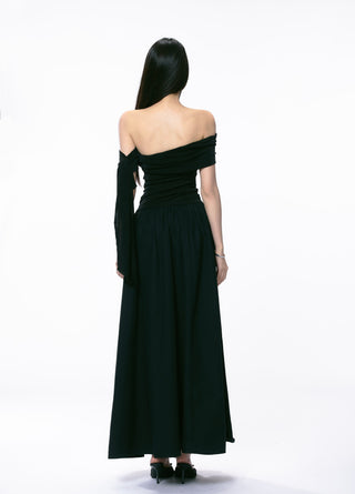 black off-shoulder dress
