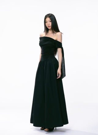 black off-shoulder dress