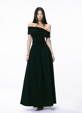 black off-shoulder dress