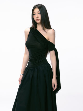 black off-shoulder dress
