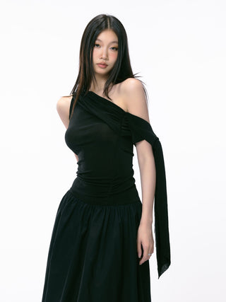black off-shoulder dress