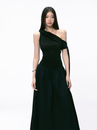 black off-shoulder dress