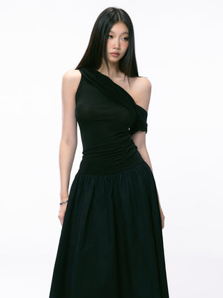 black off-shoulder dress