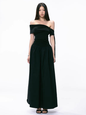 black off-shoulder dress